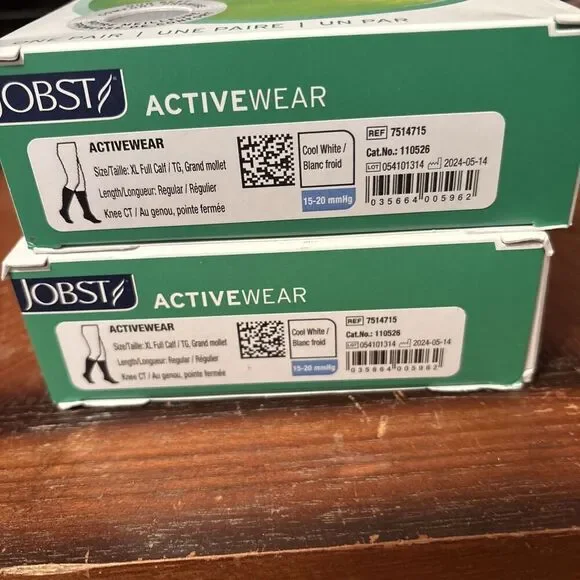 JOBST ACTIVE WEAR COMPRESSION‎ SOCKS 15-20mmHg~WHITE~ SIZE XL~LOT OF 2~NEW - Picture 6 of 7